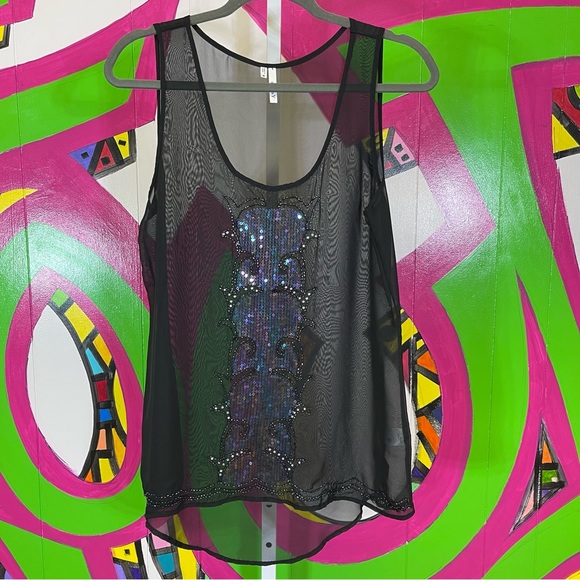 Studio Y. Sheer Beaded Tank Top. Size Medium. In excellent condition! - Picture 1 of 6